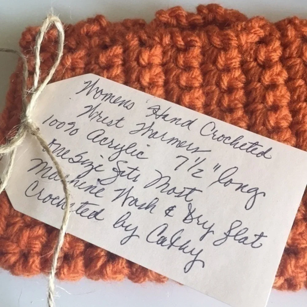 Handmade Fingerless Gaming Writing Glove Rust Orange Crochet Fall Winter